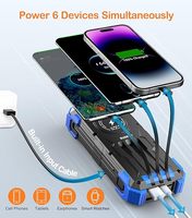 Chargeur solaire étanche 18400mAh, power bank best-seller, charge rapide sans fil 15W USB-C, 4 ports, lampe torche LED intégrée