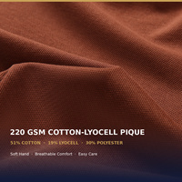 Polo unisexe en mélange coton-lyocell 51 %, manches courtes, maille piquée, séchage rapide, anti-plis, personnalisable OEM, vente en gros