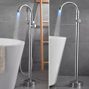 ก๊อกน้ำอ่างอาบน้ำแบบตั้งพื้นดีไซน์ใหม่ทันสมัย วัสดุทองเหลือง พร้อมไฟ LED รุ่น HD-TF024 - Product Image 4