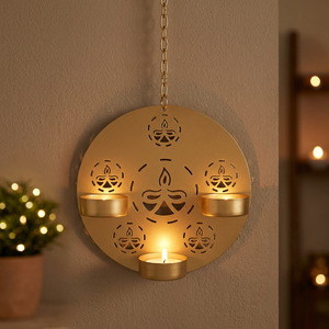 Support de bougies rond suspendu pour 3 bougies chauffe-plat, motif lotus sculpté, design varié, décoration intérieure - Product Image 3
