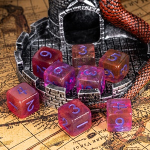 Faccub Biểu Tượng Tùy Chỉnh 16Mm D6 Trong Suốt Tím Đỏ Long Lanh Phát Sáng Chơi Game Xúc Xắc Nhựa Nhựa Cube Cán Xúc Xắc Cho Dnd RPG Trò Chơi - Product Image 3