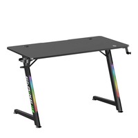 Bureau de jeu GMD16-1 RVB avec pieds lumineux Table de jeu d'ordinateur pour PC Configuration Gamer Workstation LED Bureau de jeu noir en forme de Z
