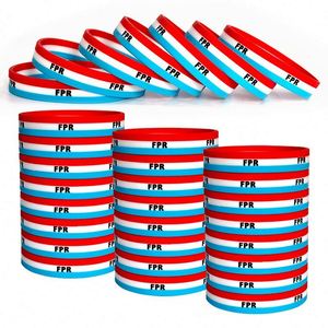 Bracelet en silicone à trois couches de couleur, bracelet en caoutchouc pouvant être imprimé avec un logo ou du texte - Product Image 1