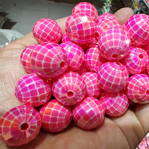 16mm UV berlapis bola disko manik-manik bumi DIY telepon seluler rantai akrilik manik segi disko gelembung manik-manik gusi - Product Image 2