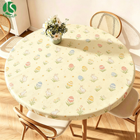 Nappe ajustée antidérapante en PEVA écologique avec envers en flanelle, imperméable, motif lapin, œuf, tige de fleur, orange, étoile, Pâques