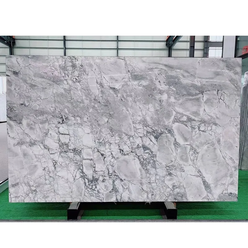 पॉलिश ग्रे संगमरमर पत्थर के फर्श टाइल्स बड़ी पटिया लक्जरी प्राकृतिक पत्थर सुपर सफेद क्वार्टजाइट