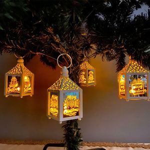 Lanterne à vent LED en métal de 15 cm, nouvelle décoration, lumineuse, motif bonhomme de neige, cadeau de Noël - Product Image 2