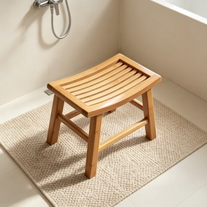 Tabouret de douche en bambou pour salle de bain, 35x24x30 cm, siège bas antidérapant pour enfants, personnes âgées, femmes enceintes - Product Image 3
