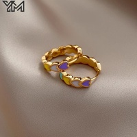 Boucles d'oreilles créoles cœur en émail arc-en-ciel plaqué or 18 carats, délicates, multicolores, pour filles, à porter au quotidien, bijoux mignons