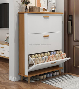 FULLSUMMER Ultra Thin Modern Designs Flip Drawers Tipping Wooden Storage 6 Tier <strong>Shoe</strong> Rack <strong>Cabinet</strong> With Door <strong>White</strong> - Product Image 2