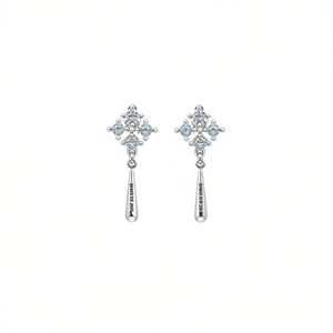 Pendientes de Cruz de Oro Blanco Dolce&Gabbana con Cristales de Estrás y Engaste de Garra, Joyería de Moda para Mujer, Estilo Clásico para Fiestas - Product Image 1