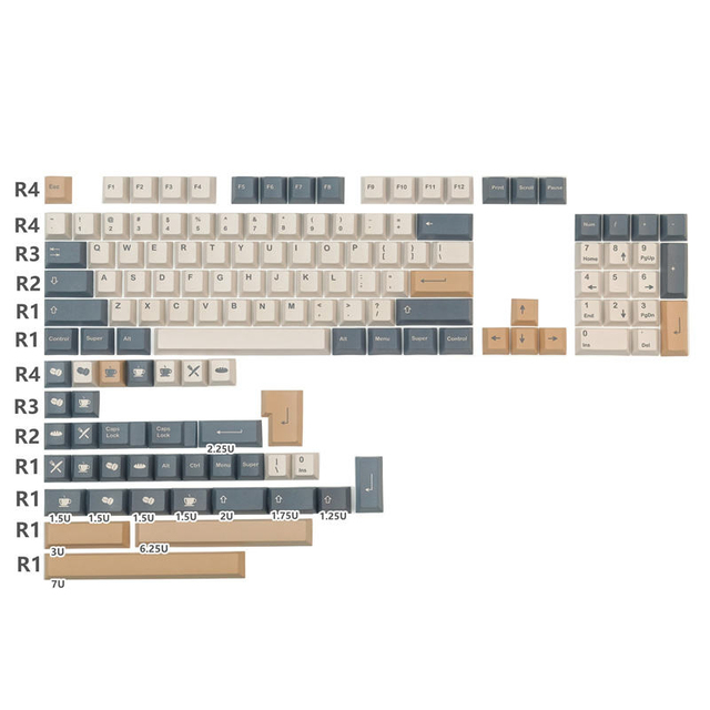 PBT Keycap Set Dye-Sub Cherry Profile GMK Cafe Keycaps for Cherry MX Switch Mechanical Keyboard