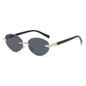 Gafas de Sol sin Marco Estilo Europeo Americano, Metal Dorado, UV400, Protección Solar para Mujer, Deportes al Aire Libre, Ciclismo, Conducción - Product Image 5