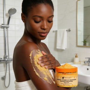 สครับขัดผิวด้วยขมิ้น วิตามินซี ไนอะซินาไมด์ และเกลือ ช่วยลด<span class=keywords><strong>สิว</strong></span>ที่<span class=keywords><strong>หลัง</strong></span>และผิวกาย  ทำความสะอาดอย่างเป็นธรรมชาติ - Product Image 1