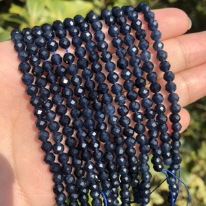 Perle Sfaccettate in Pietra di Zaffiro Blu Scuro all'Ingrosso 2/3/4mm Perle per Girovita per Creazione Gioielli Fai da Te - Product Image 5