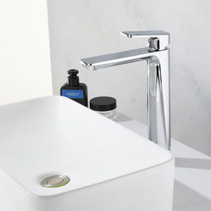 Square 59-1 Brass High Basin Faucet Single Hole Deck Installation Single Handle Long Bathroom Sunroom Water Tap - Product Image 1