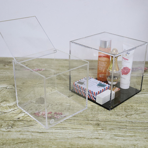 <span class=keywords><strong>Caja</strong></span> de almacenamiento de escritorio personalizada, organizador de alta calidad de acrílico transparente con Base negra y logotipo impreso con tapa - Product Image 2