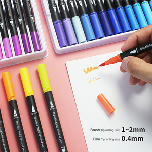 ปากกาสีน้ำสองหัวสำหรับนักเรียน,ปากกาหัวพู่กัน12/18/24/36/48/100สี - Product Image 2