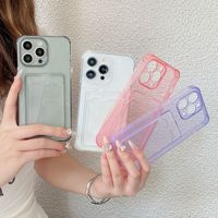 Étui de téléphone transparent en TPU pour iPhone Xs Max 11 12 13 14 15 16 17 18 Pro Max avec fente pour carte