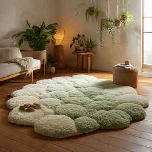 Tapis en laine fine 100% touffeté fait à la main pour salon et chambre d'enfants Tapis de salle moderne Tapis floral - Product Image 1