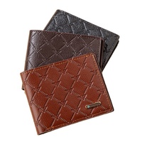 Dompet Mini koin kulit sintetis PU sederhana untuk pria nyaman untuk dibawa dompet pendek Retro 11.5*9*1cm W026