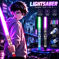Pedang Laser LED RGB Warna-warni, Gagang Logam, untuk Duel, Ayunan Halus, Mainan Pedang Cahaya, Hadiah Pesta Anak