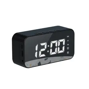 Alarme digital inteligente eletrônico, mini alto-falantes com rádio 12/24 horas, aparelho de cabeceira para quarto, escritório, adulto, presente para crianças