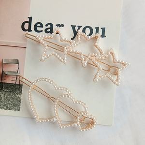 Vente en gros épingles à cheveux en perles plaquées or pinces à cheveux sexy en forme de cœur et de <span class=keywords><strong>cercle</strong></span> et paillettes pour filles - Product Image 2