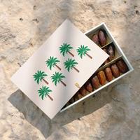 Boîtes d'emballage de bonbons en chocolat à la fraise en papier de qualité supérieure avec fermoir en métal, boîtes de bonbons en chocolat brodées avec des dattes et des palmiers avec des séparateurs