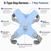 Harnais pour chien avec laisse, forme en X, col en V, sans pression, maille respirante, léger, couleurs macaron réfléchissantes, pour chiens, direct usine