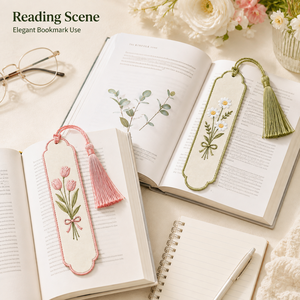 Segnalibri Personalizzati con Ricamo Floreale Fatti a Mano, Eleganti Segnalibri in Tessuto con Nappa, Regalo Personalizzato per Amanti dei Libri - Product Image 6
