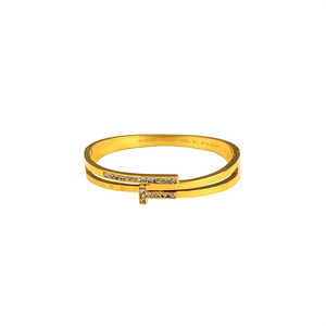 Brazalete de moda en acero inoxidable 316L con baño de oro PVD e incrustaciones de cristal para mujer, accesorio de joyería. - Product Image 2