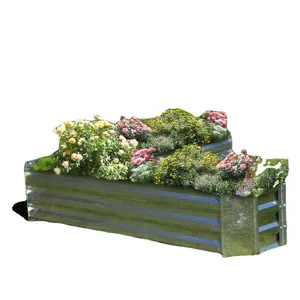 Большая приподнятая садовая кровать, оцинкованная стальная коробка для растений, садовая коробка для овощей и трав