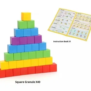 Mantıksal düşünme matematik sorunları için küp sınır ötesi istifleme bulmaca kurulu oyunu için gökkuşağı oyuncak inşaat blokları - Product Image 5