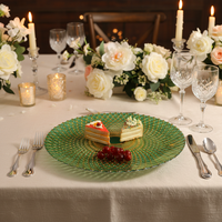 Assiettes de présentation de luxe en verre cristal de 13 pouces à motif ananas quadrillé, assiettes de dîner rondes en cristal pour mariages, fêtes et banquets