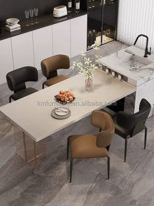 Bestseller: Hochwertiger, Schlichter Und Moderner Esszimmerstuhl, Weich, Lässig, Orange + Hardware-Gestell, Vollleder, EPU-Leder, Bequemer Stuhl - Product Image 3