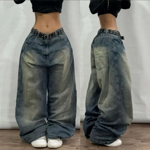 Pantalon Baggy en Jean Femme Taille Haute Rétro Y2K, Nouveau Tendance Personnalisé avec Logo pour Skaters, Qualité Supérieure - Product Image 5