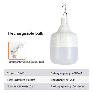 Lampe de camping d'urgence rechargeable, étanche IP65, avec batterie au lithium, construction en plastique LED, lampe de secours rechargeable - Product Image 2