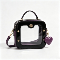 Sac à main mini Ita Bag carré transparent pour femme, sac bandoulière en cuir véritable personnalisé pour collection de badges d'anime