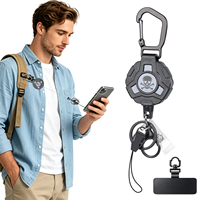 Porte-clés rétractable en PVC pour sports d'hiver, résistant au froid, avec patch pour téléphone, équipement de ski et snowboard en plein air