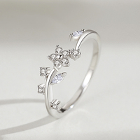 Ailmay Offre Spéciale véritable 925 Sterling Silver Lovely Flower Rings Cubic Zirconia Women Minimalist Fine Jewelry
