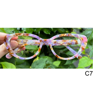 Phụ Nữ Của Phong Cách Mèo Hình Dạng Mắt Đầy Đủ Rim Acetate Kính Quang Học Kính Khung Đầy Màu Sắc Hoa Mô Hình Màu Hồng Màu Xanh Lá Cây Trang Trí - Product Image 5