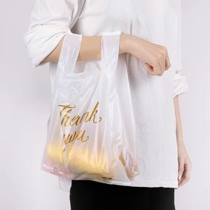 Biodegradable Custom Logo T-Shirt Bags with Handle for <b>Small</b> Business Retailers-PE Material Silk Screen/Pad Printing Options - Product Image 3