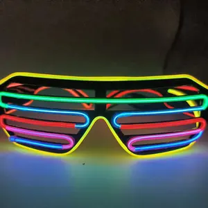 Rainbow Shutter EL Wire Neon Rave Gafas de sol LED intermitentes