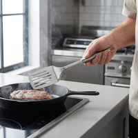 Spatule de cuisine en acier inoxydable 430 à fentes, spatule à frire en métal avec boucle de suspension pour la cuisine domestique