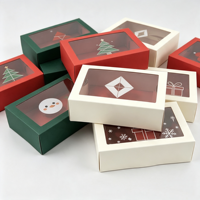 Boîtes cadeaux de Noël pliables personnalisées sur mesure, vente en gros d'usine, avec fenêtre transparente.
