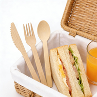 Ensemble de couteaux, cuillères et fourchettes en bambou jetables écologiques ECO Mini, biodégradables, adaptés aux aliments, pour les fêtes, la restauration et l'utilisation en gros