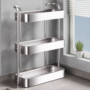 Đa chức năng ba lớp thép không gỉ hiện đại đơn giản nhà bếp gia vị lưu trữ giá Bảng hàng đầu hẹp giữ chai dầu - Product Image 3