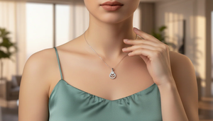 Pendentif élégant en forme de goutte de diamant ovale – Collier statement en or 14 carats |   Bijoux de créateurs modernes - Product Image 5