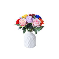 Fleurs artificielles de mariage Roses simples Real Touch haute qualité velours blanc Rose en vrac pour la Saint-Valentin